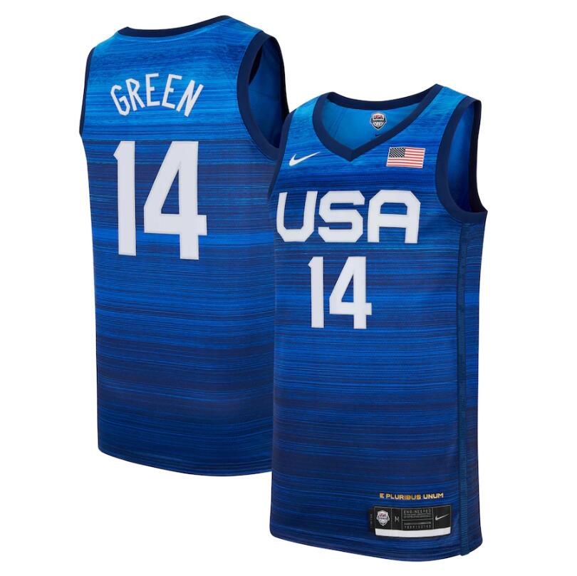 Cheap 2021 Olympic USA 14 Green Blue Nike NBA Jerseys